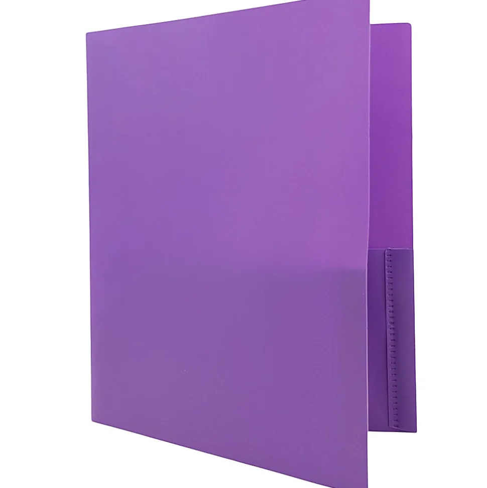 JAM Paper® Plastic 2-Pocket POP Folders, 9 1/2" x 11 1/2", Purple, Pack Of 6