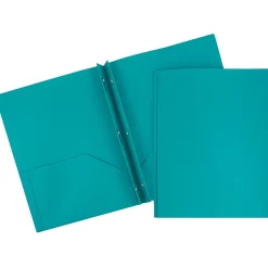 JAM Paper® Plastic 2-Pocket POP Folders with Metal Prongs Fastener Clasps, 9 1/2
