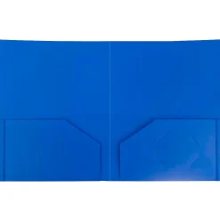 JAM PaperĀ® Plastic 2-Pocket POP Folders, 9 1/2" x 11 1/2", Blue, Pack Of 6