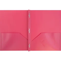 JAM Paper® Plastic 2-Pocket POP Folders with Metal Prongs Fastener Clasps, 9 1/2