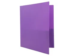 JAM Paper® Plastic 2-Pocket POP Folders with Metal Prongs Fastener Clasps, 9 1/2