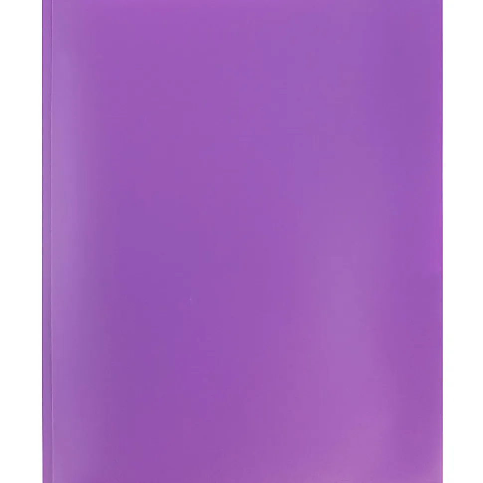 JAM Paper® Plastic 2-Pocket POP Folders with Metal Prongs Fastener Clasps, 9 1/2" x 11 1/2", Purple, Pack Of 6