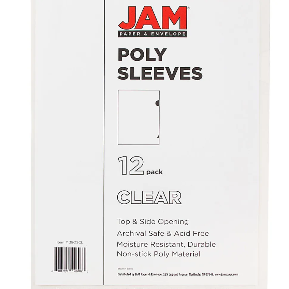 JAM Paper® Plastic Sleeves, 9" x 11 1/2", 1" Capacity, Clear, Pack Of 12