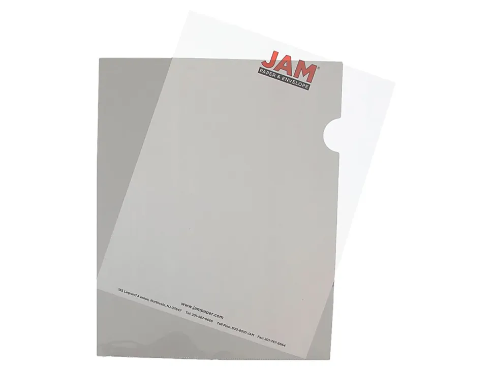 JAM Paper® Plastic Sleeves, 9" x 11 1/2", 1" Capacity, Smoke Gray, Pack Of 12