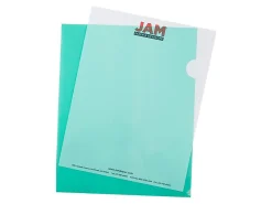 JAM PaperĀ® Plastic Sleeves, 9" x 11 1/2", 1" Capacity, Green, Pack Of 12