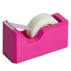 JAM PaperĀ® Plastic Tape Dispenser, 4-1/2"H x 2-1/2"W x 1-3/4"D, Pink