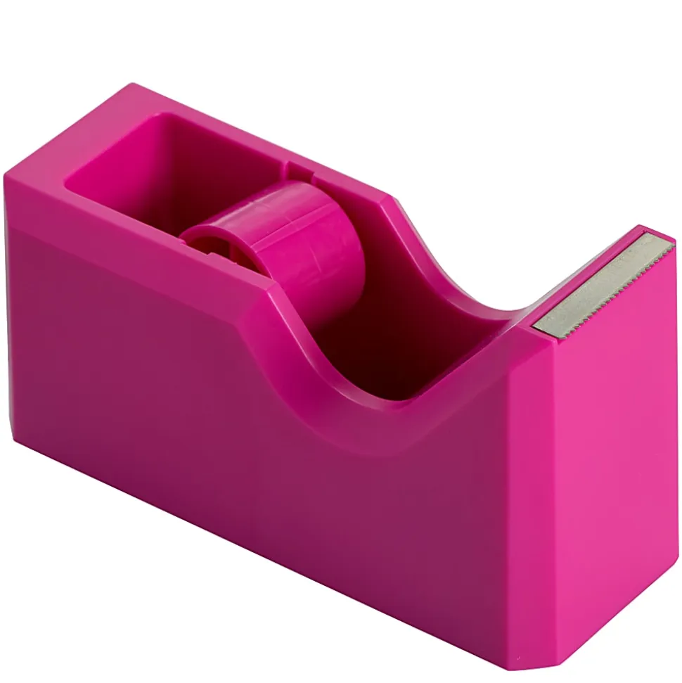 JAM Paper® Plastic Tape Dispenser, 4-1/2"H x 2-1/2"W x 1-3/4"D, Pink