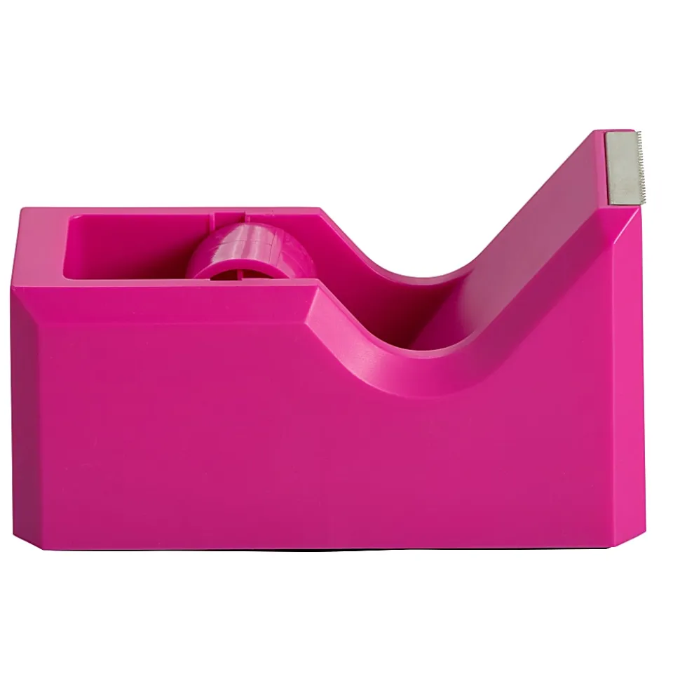 JAM Paper® Plastic Tape Dispenser, 4-1/2"H x 2-1/2"W x 1-3/4"D, Pink