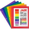 JAM Paper® POP Plastic 3-Hole Punched 2-Pocket School Folders, 9-1/2" x 11-1/2", Assorted Primary, Pack Of 6 Folders