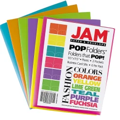 JAM PaperĀ® POP Plastic 2-Pocket School Folders, 9-1/2" x 11-1/2", Assorted Fashion, Pack Of 6 Folders