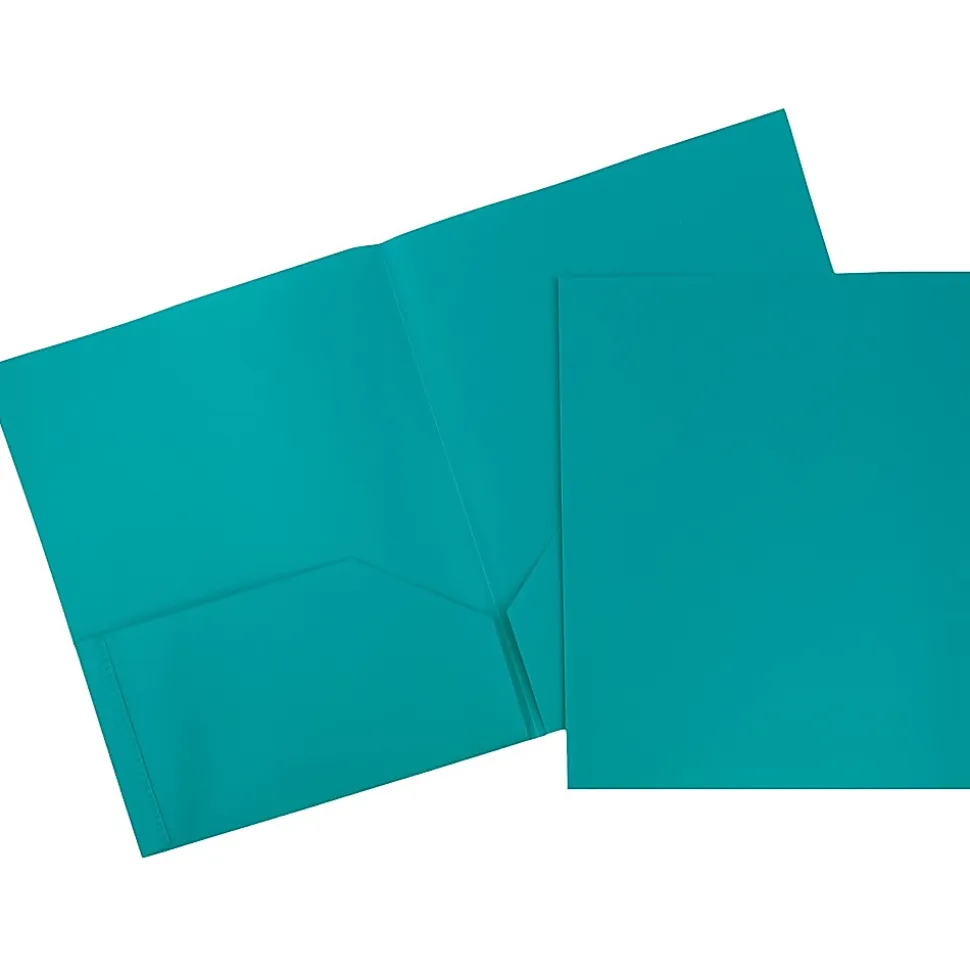 JAM Paper® POP Plastic 2-Pocket School Folders, 9-1/2" x 11-1/2", Assorted Fashion, Pack Of 6 Folders