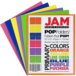JAM Paper® POP Plastic 2-Pocket School Folders, 9-1/2