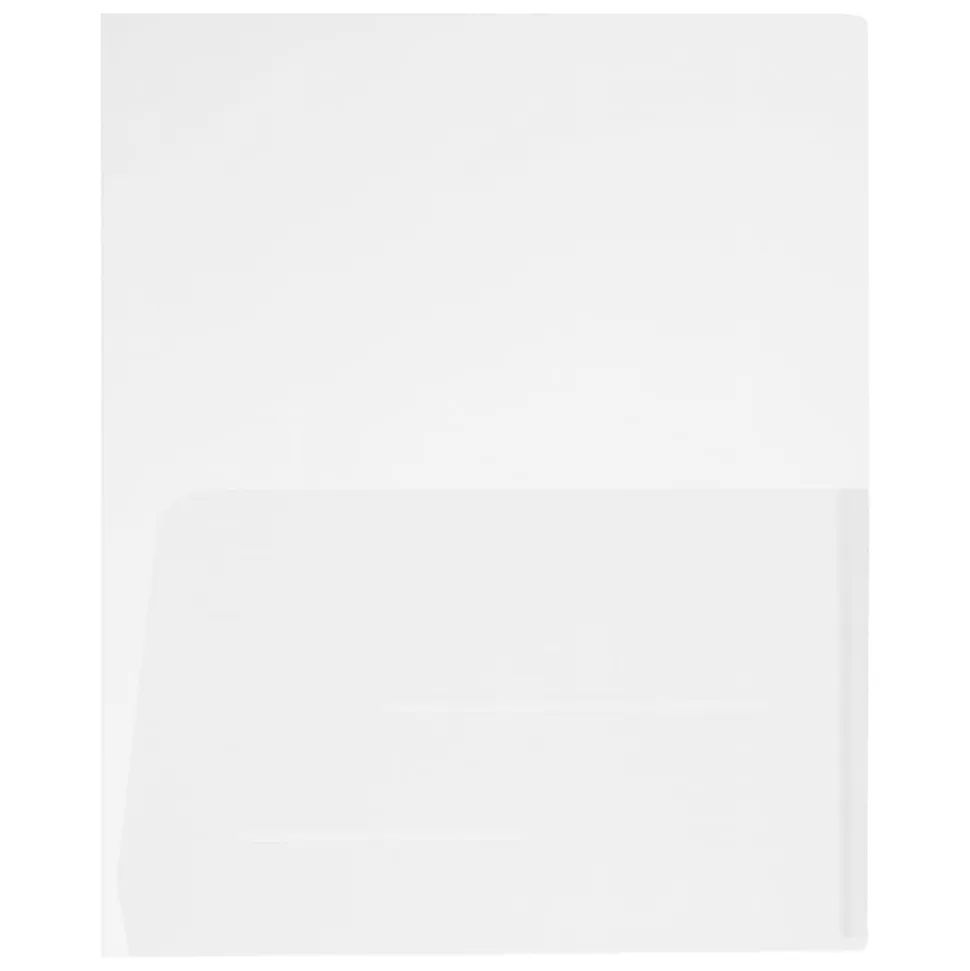JAM Paper® Regular-Weight 2-Pocket Plastic Presentation Folders, 9" x 12", Clear, Pack Of 6