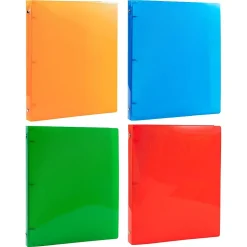 JAM PAPER 3 Ring Plastic Binder, 0.5 inch, Assorted,4/pack