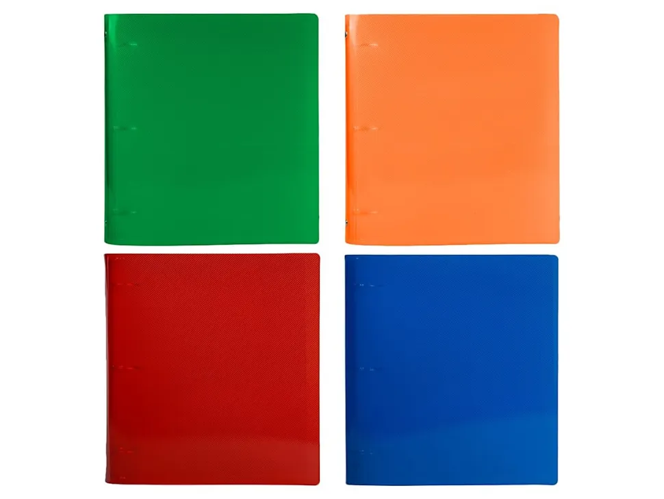 JAM PAPER 3 Ring Plastic Binder, 0.75 inch, Assorted, 4/pack
