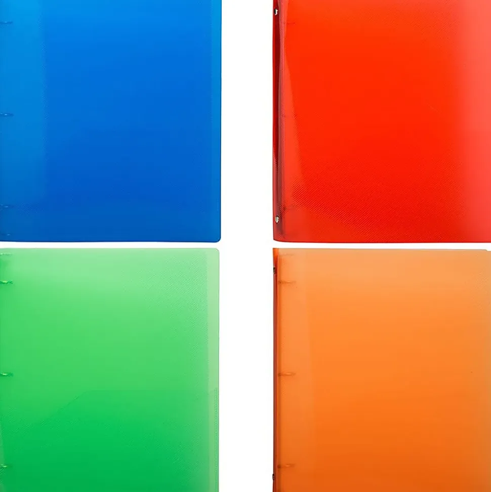 JAM PAPER 3 Ring Plastic Binder, 0.75 inch, Assorted, 4/pack