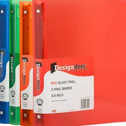 JAM PAPER 3 Ring Plastic Binder, 0.75 inch, Assorted, 4/pack