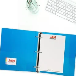 JAM PAPER 3 Ring Plastic Binder, 3 inch, Blue, Sold Individually