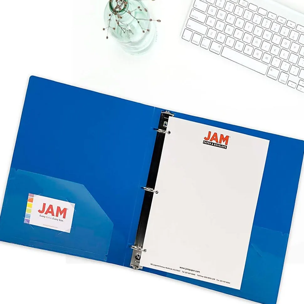 JAM PAPER 3 Ring Plastic Binder, 1.5 inch, Assorted, 4/pack