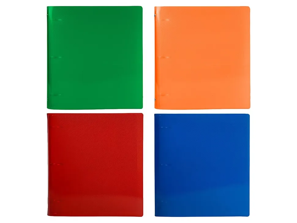 JAM PAPER 3 Ring Plastic Binder, 1.5 inch, Assorted, 4/pack