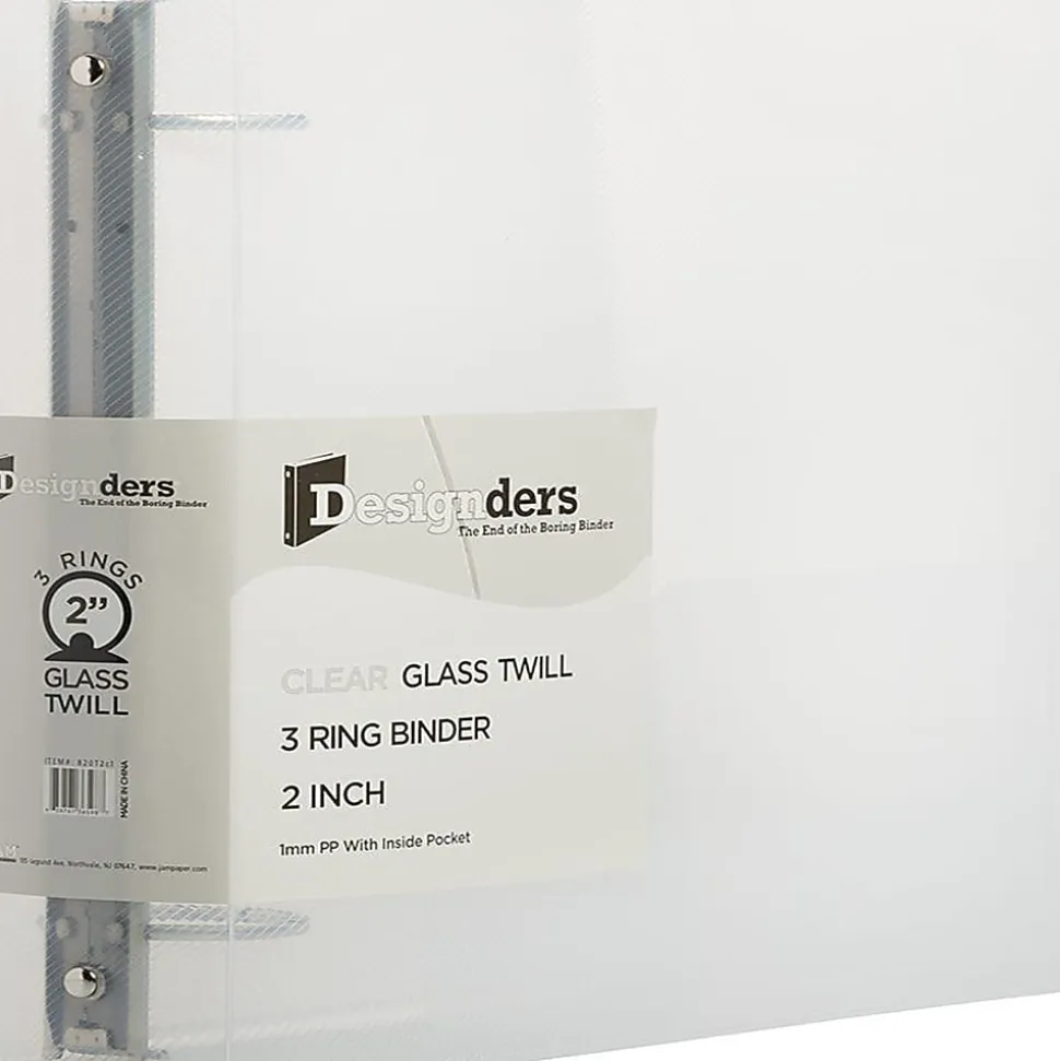 JAM PAPER 3 Ring Plastic Binder, 2 inch, Clear, Sold Individually
