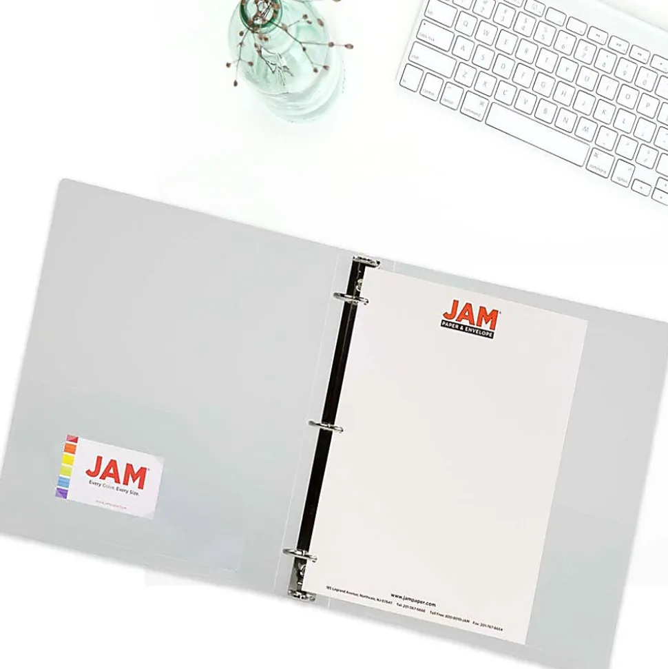 JAM PAPER 3 Ring Plastic Binder, 2 inch, Clear, Sold Individually