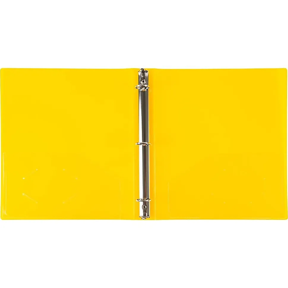 JAM PAPER 3 Ring Plastic Binder, 1 inch, Yellow