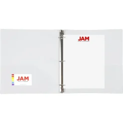 JAM PAPER 3 Ring Plastic Binder, 1 inch, White