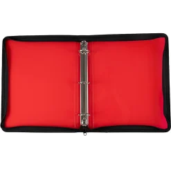 JAM PAPER 3 Ring Plastic Zipper Binder, 1.5 inch, Red, Sold Individually