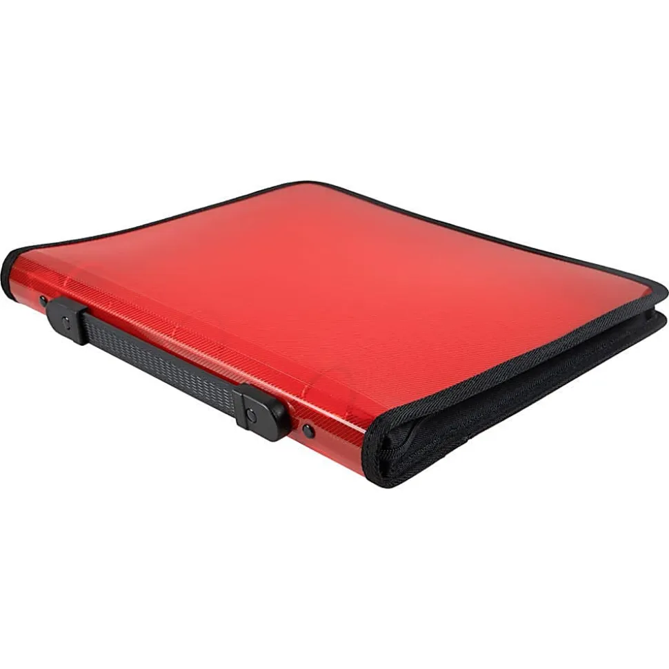 JAM PAPER 3 Ring Plastic Zipper Binder, 1.5 inch, Red, Sold Individually