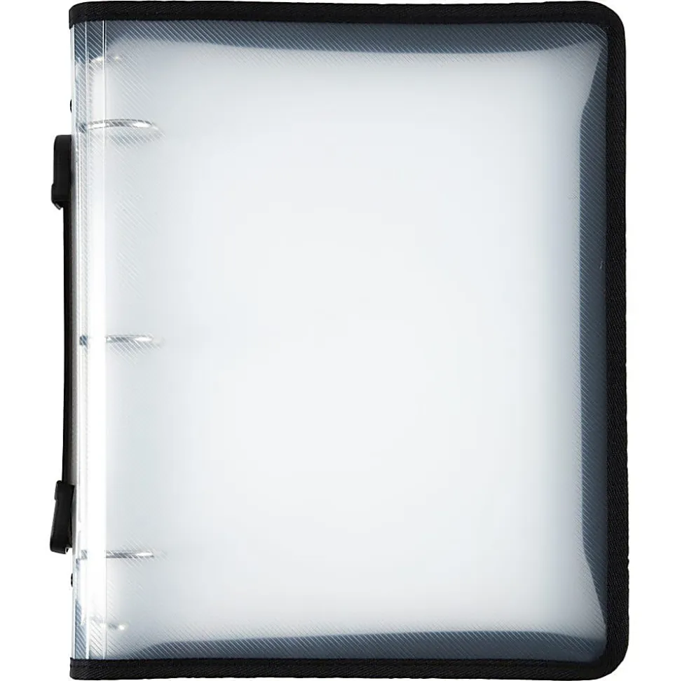 JAM PAPER 3 Ring Plastic Zipper Binder, 1.5 inch, Clear, Sold Individually