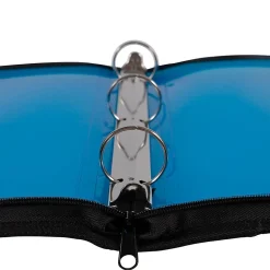 JAM PAPER 3 Ring Plastic Zipper Binder, 1.5 inch, Blue, Sold Individually