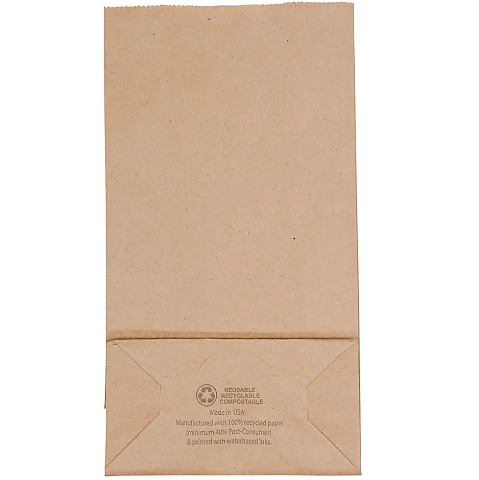 JAM Paper® Small Kraft Lunch Bags, 4-1/4" x 8" x 2-1/4", Brown, Pack Of 25 Bags