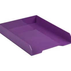 JAM Paper® Stackable Paper Trays, 2"H x 9-3/4"W x 12-1/2"D, Purple, Pack Of 2 Trays