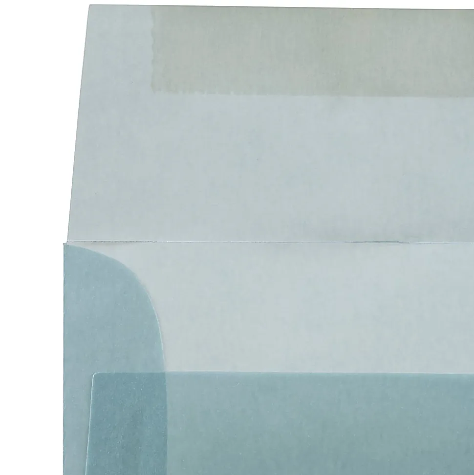 JAM Paper® Translucent Envelopes, #4 Bar (A1), Gummed Seal, Ocean Blue, Pack Of 25