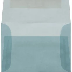 JAM Paper® Translucent Envelopes, #4 Bar (A1), Gummed Seal, Ocean Blue, Pack Of 25