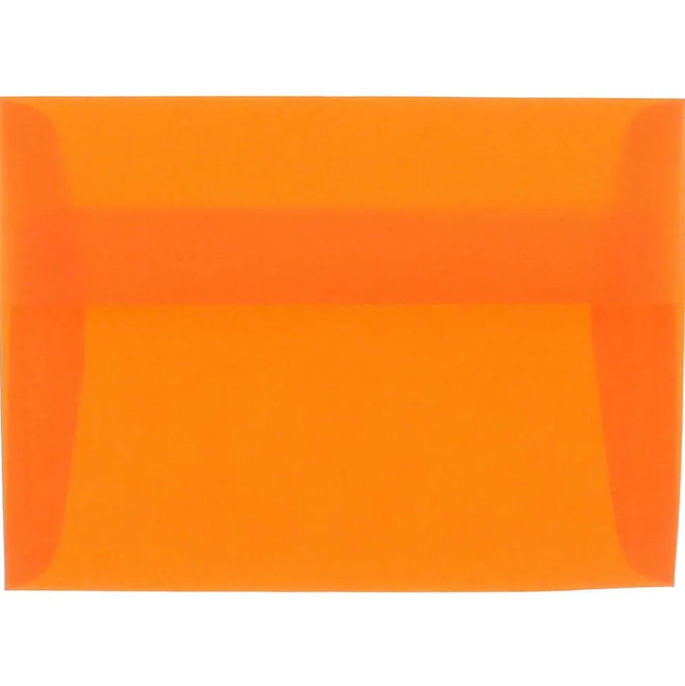JAM Paper® Translucent Envelopes, #4 Bar (A1), Gummed Seal, Orange, Pack Of 25