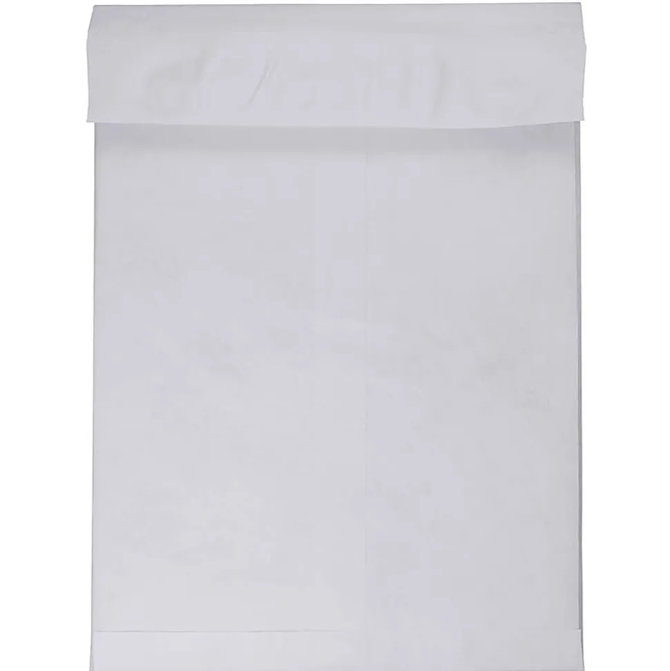 JAM Paper® Tyvek® Open-End 13"H x 10"W x 1-1/2"D Envelopes, Peel & Seal Closure, White, Pack Of 100 Envelopes
