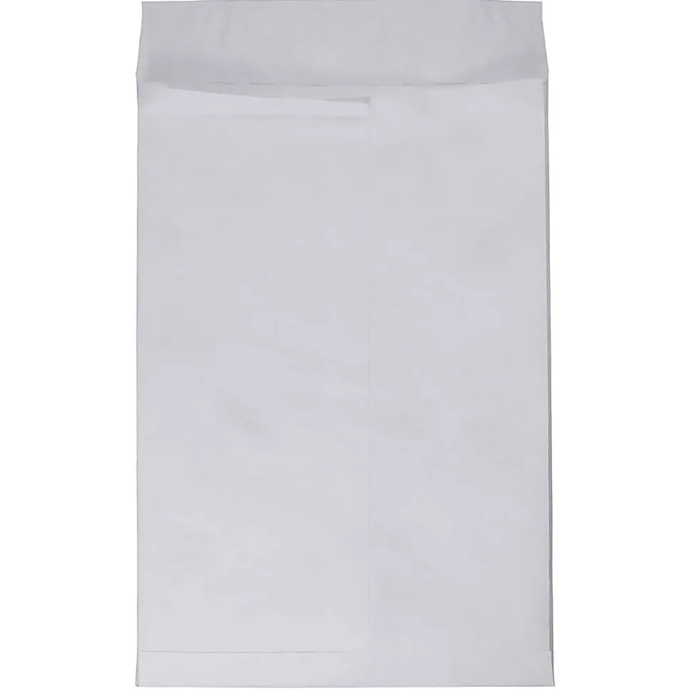JAM Paper® Tyvek® Open-End 13"H x 10"W x 1-1/2"D Envelopes, Peel & Seal Closure, White, Pack Of 100 Envelopes