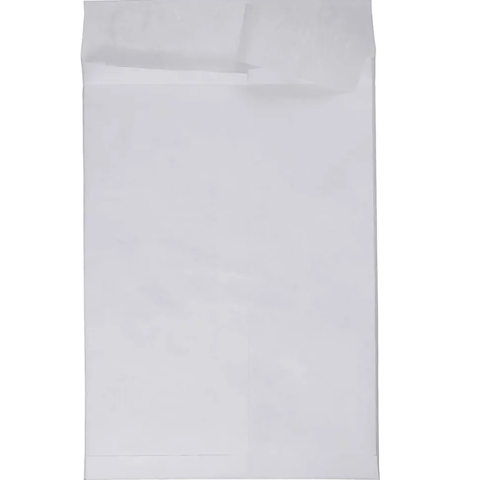 JAM Paper® Tyvek® Open-End 13"H x 10"W x 1-1/2"D Envelopes, Peel & Seal Closure, White, Pack Of 100 Envelopes