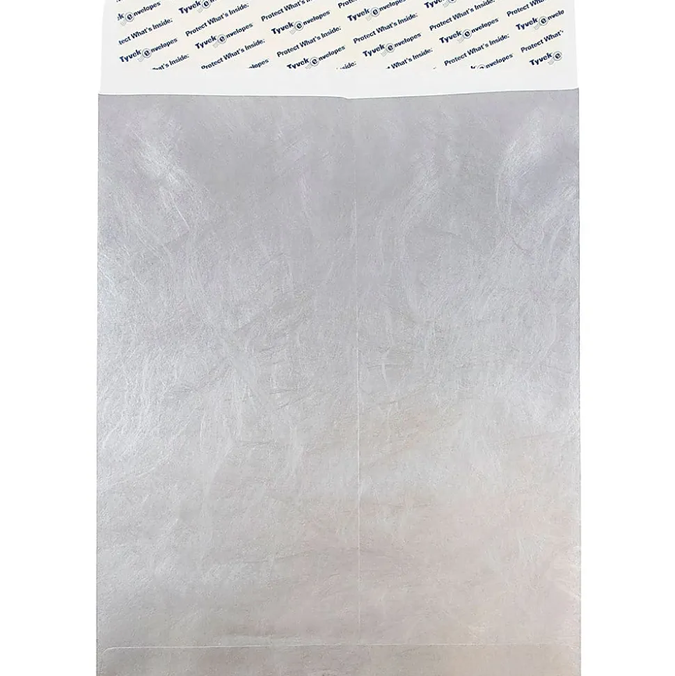 JAM Paper® Tyvek® Open-End 11-1/2" x 14-1/2" Envelopes, Self-Adhesive, Silver, Pack Of 25 Envelopes