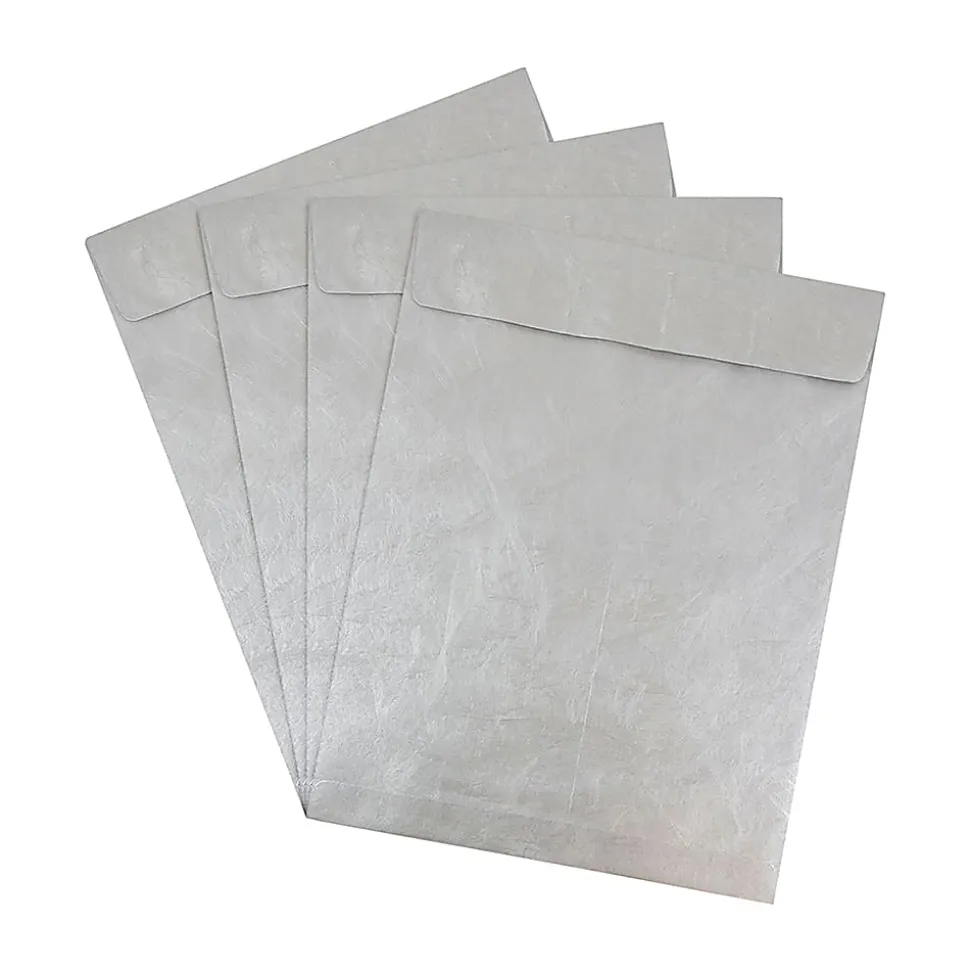 JAM Paper® Tyvek® Open-End 11-1/2" x 14-1/2" Envelopes, Self-Adhesive, Silver, Pack Of 25 Envelopes