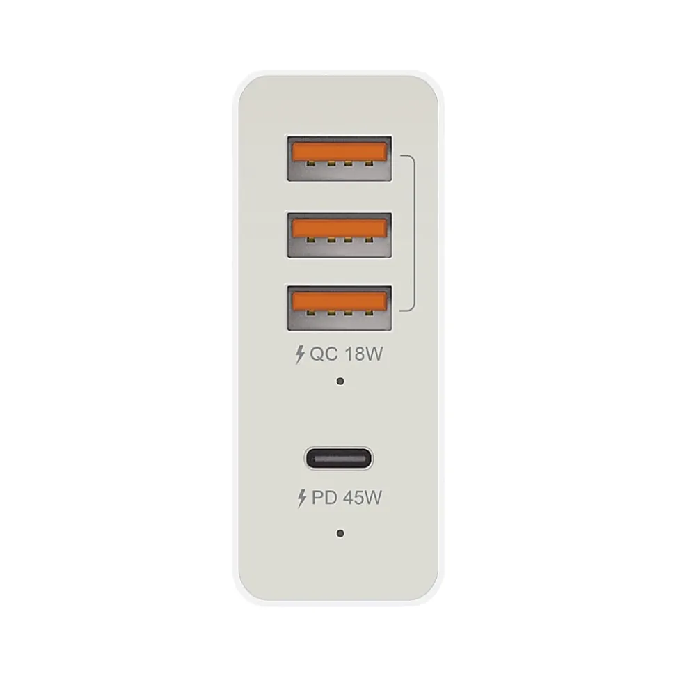 j5create AC 100 63-Watt 4-Port Power Adapter, White, JUP4263