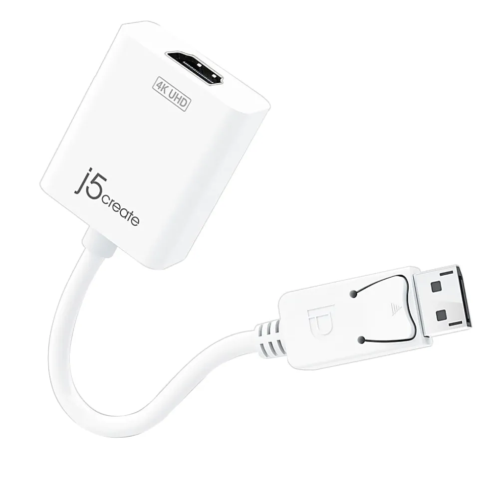 j5create DisplayPort-To-4K HDMI Adapter, 0.53', White, JDA158