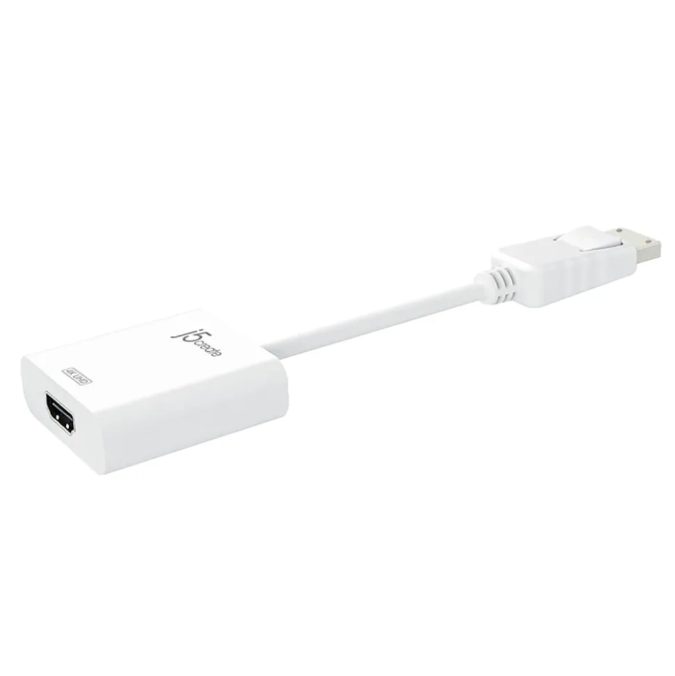j5create DisplayPort-To-4K HDMI Adapter, 0.53', White, JDA158