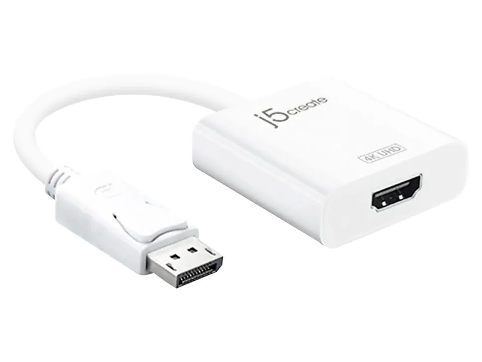 j5create DisplayPort-To-4K HDMI Adapter, 0.53', White, JDA158