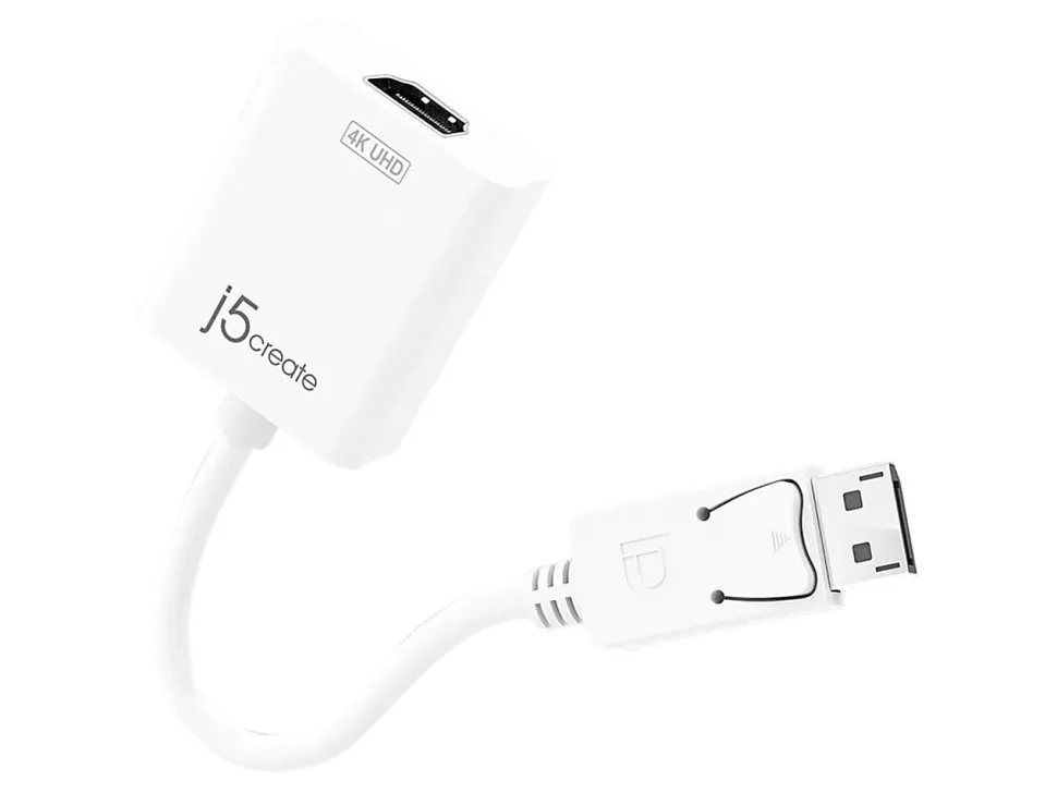 j5create DisplayPort-To-4K HDMI Adapter, 0.53', White, JDA158