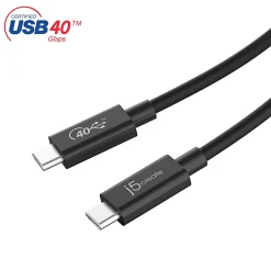 j5Create Full-Featured USB-C USB4 Gen 3 Cable, Black, JUC28L08