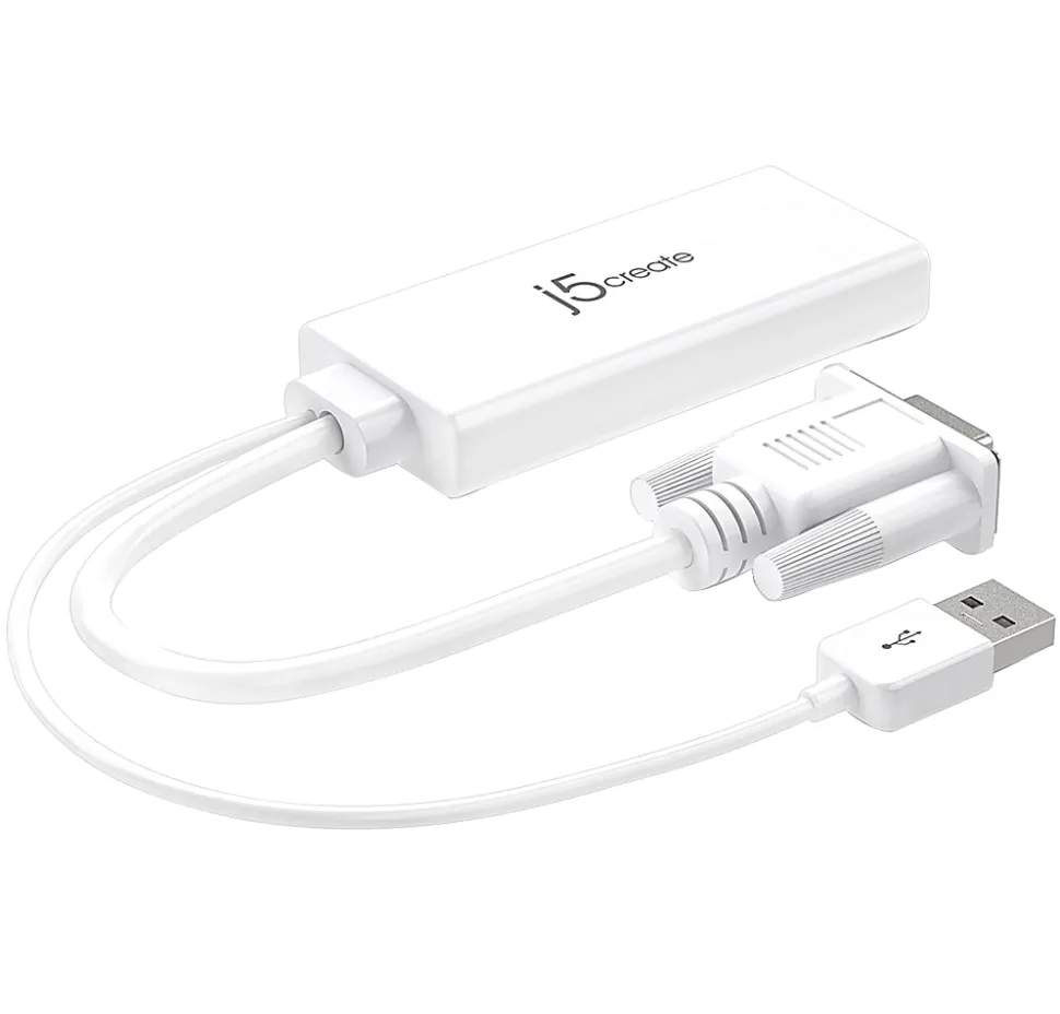 j5create® HDMI-To-VGA Adapter, 10", White, JDA214