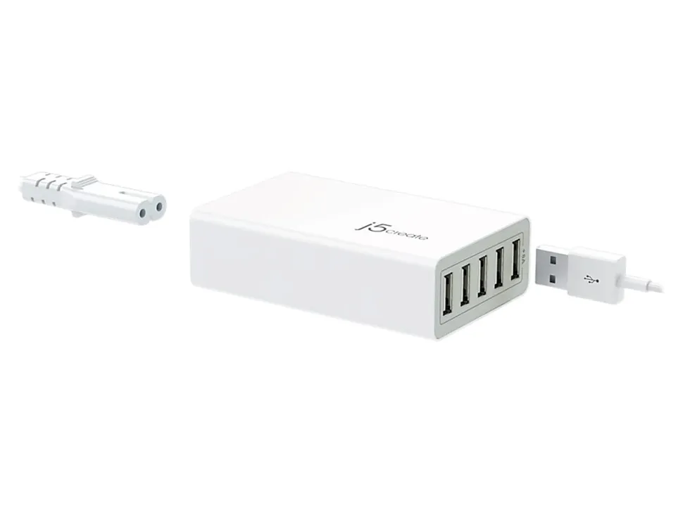 j5create® JUP50 40W 5-Port USB Super Charger, White